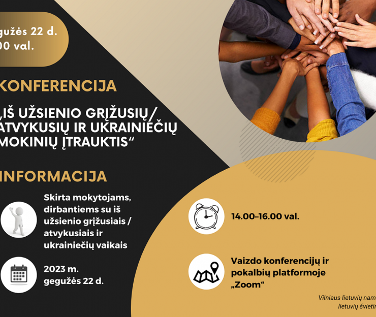 Gegužės 22 d. 14 val. Konferencija "Iš užsienio grįžusių/atvykusių vaikų įtrauktis"