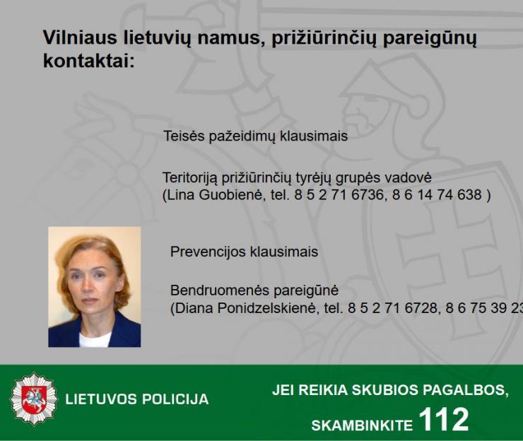 Vilniaus lietuvių namus prižiūrintys pareigūnai
