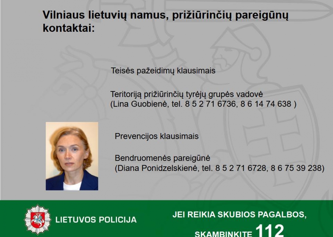Vilniaus lietuvių namus prižiūrintys pareigūnai