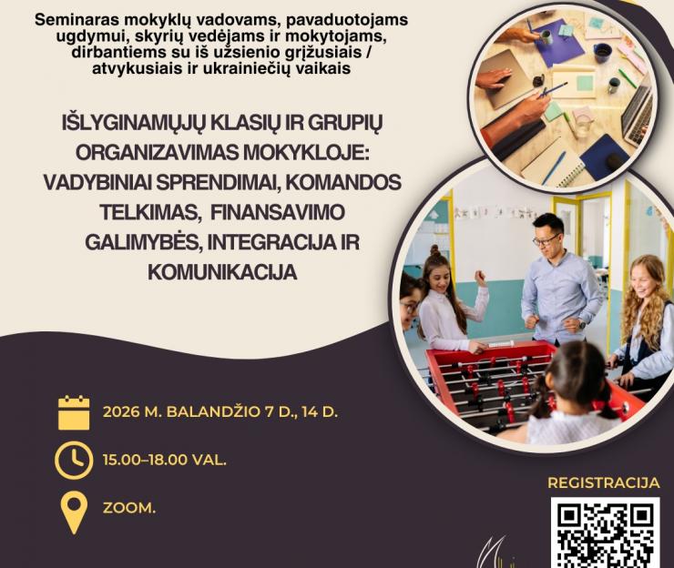 Kviečiame į nuotolinį seminarą, skirtą mokyklų vadovams, pavaduotojams ir ....