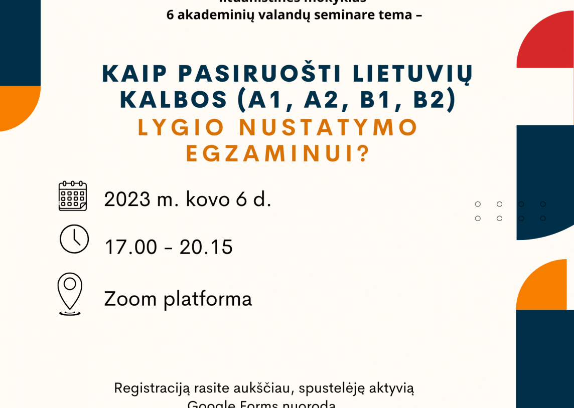 Seminaras „Kaip pasiruošti lietuvių kalbos (A1, A2, B1, B2) lygio nustatymo egzaminui?“